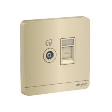 E8332TVRJS6_WG_G19: Bộ ổ cắm TV và ổ cắm mạng Cat6 màu vàng ánh kim