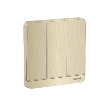 E8333L1LED_WG_G19: Bộ Công Tắc Ba 1 Chiều 16AX, Có Đèn Led Màu Vàng Kim