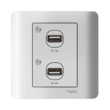 E8432USB-WE-G19: Bộ ổ sạc USB đôi 2.1A, màu trắng