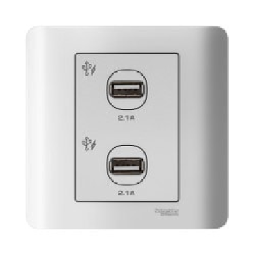 E8432USB-WE-G19: Bộ ổ sạc USB đôi 2.1A, màu trắng