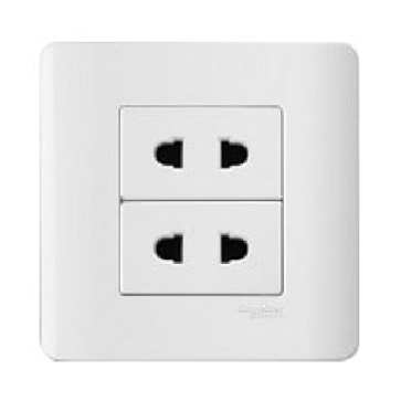 E84426U2-G19: Bộ ổ cắm đôi 2 châu, 10A - màu trắng