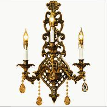 E - VC - 049/3: Đèn tường nến 3 bóng - KT: L480mm x W280mm x H700mm - Đèn nến E14 x 3 bóng