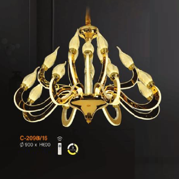 E - C - 2098/18: Đèn chùm LED 18 tay - KT: Ø900mm x H 600mm - Đèn LED đổi 3 màu - Remote