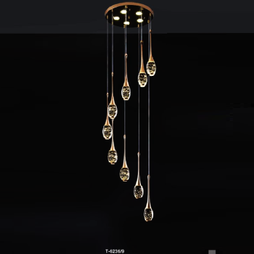 EU - T -  6236/9: Đèn thả LED - KT: Đế đèn Ø400mm x H2500mm - chao đèn Ø60mm x H380mm -  Đèn LED