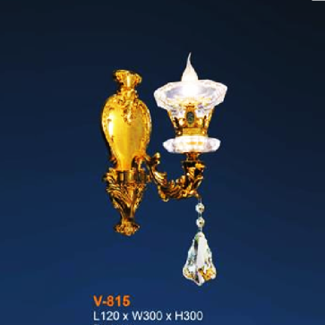 E - V - 815: Đèn vách nến, chao thủy tinh - KT: L120mm x W300mm x H300mm - Đèn chân E14 x 1 bóng