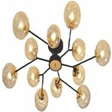 EU - C 89/12: Đèn chùm bị 12 móng chao màu trà, KT: Ø1070mm*H210mm