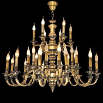 E - CD 766/24+6: Chùm đồng 30 tay - KT: Ø1050mm  x H1100mm - Bóng đèn chân E14 x 30 bóng