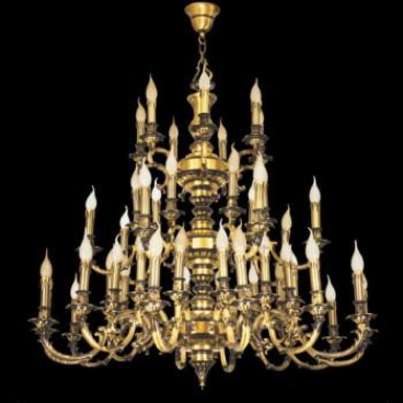 E - CD - 768/28+14+7: Chùm đồng 49 tay - KT: Ø1050mm  x H1300mm - Bóng đèn chân E14 x 49 bóng