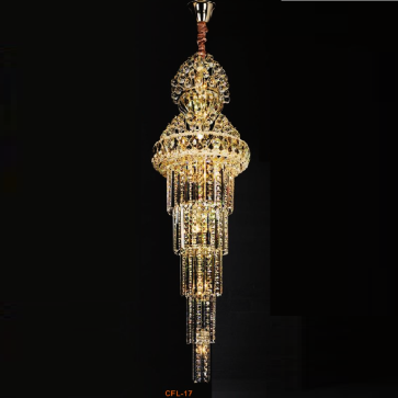 EU - CFL -17 : Đèn thả Phale -147 hạt phale -  KT: Ø600mm x H1800mm - Đèn E14 x 19 bóng