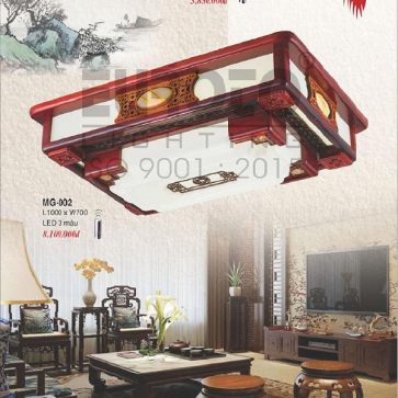 EU - MG - 002: Đèn áp trần gỗ - KT: L1000mm x W700mm - Đèn LED đổi 3 màu - Remote