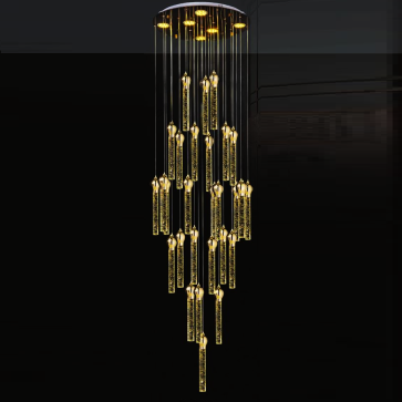 EU - T- 6174/29:   Đèn thả dây thanh thuỷ tinh - KT: Ø600mm x  H3000mm - Thanh thủy tinh: Ø35mm x H300mm - Đèn LED