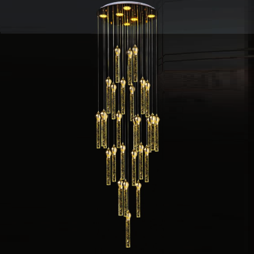 EU - T- 6174/29:   Đèn thả dây thanh thuỷ tinh - KT: Ø600mm x  H3000mm - Thanh thủy tinh: Ø35mm x H300mm - Đèn LED