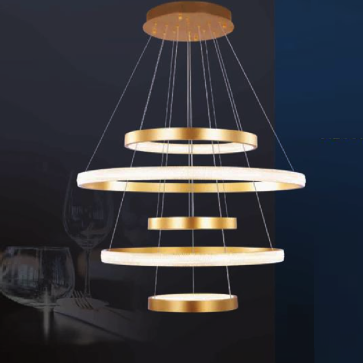 EU - T- 6220/5 : Đèn thả 5 vòng LED  - KT: Ø(200+400+600+800+1000)mm x H2000mm - Đèn LED 253W x 2 đổi màu