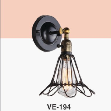 EU - VE - 194: Đèn gắn tường 1 bóng - KT: Ø100mm x H180mm Đèn chân E27 x 1 bóng