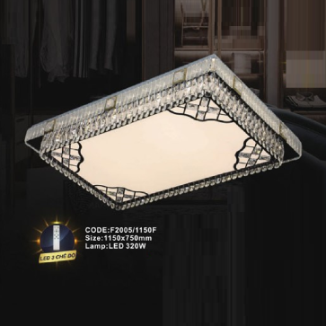 CODE: F2005/1150F: Đèn áp trần chữ nhật LED - KT: L1150mm x W750mm - Đèn LED 320W ánh sáng đổi màu