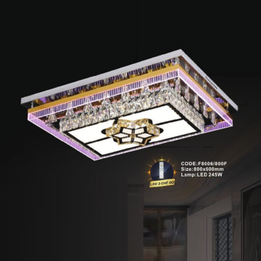 CODE: F8006/800F: Đèn áp trần chữ nhật LED - KT: L800mm x W600mm - Đèn LED 245W ánh sáng đổi màu