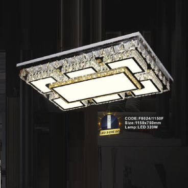 CODE: F8024/1150F: Đèn áp trần chữ nhật LED - KT: L1150mm x W750mm - Đèn LED 320W ánh sáng đổi màu