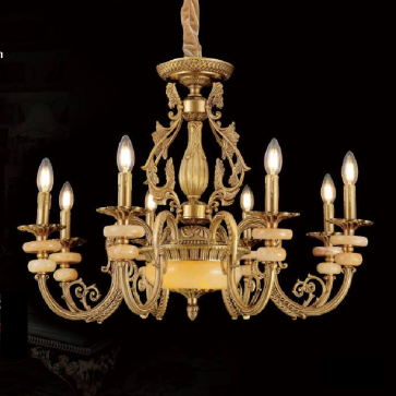 CODE: F8871 - 8:  Đèn chùm đồng 8 tay - KT: Ø800mm x H600mm - Bóng  đèn chân E14 x 8 bóng