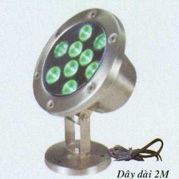 HB 9W Lá - Đèn pha LED vỏ INOX đặt dưới nước/ trên bờ 9W - ánh sáng ( xanh dương/xanh lá) - EUR