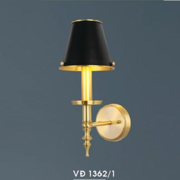 HF - VĐ 1362/1: Đèn gắn tường đồng, chao chụp dù màu - KT: L170mm x H370mm - Đèn chân E14 x1 bóng