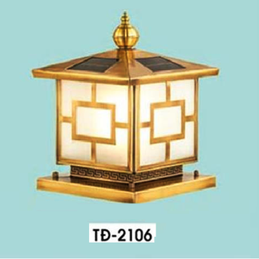 HF - TĐ - 2109: Đèn gắn đầu trụ NLMT - KT: L250mm x W250mm x H310mm - Đèn LED 5W + Bóng E27 x 1