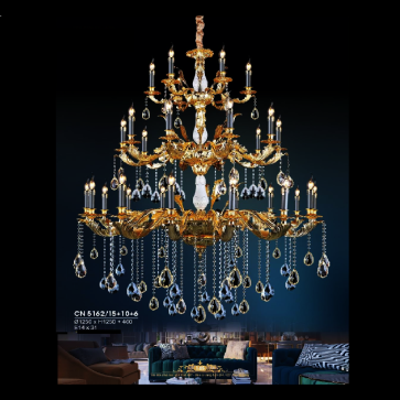 HF - CN 5162/15+10+6: Đèn chùm nến 31 tay - KT: Ø1250mm x H1250mm +400mm - Bóng đèn E14 x 31 bóng