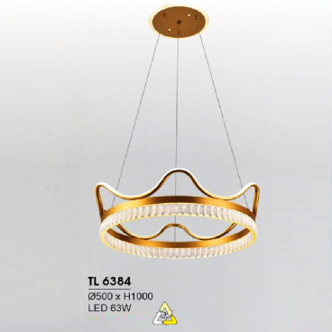 HF - TL 6384: Đèn thả 1 vòng LED - KT: Ø500mm x H1000mm - Đèn LED 63W đổi 3 màu