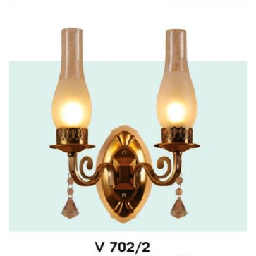 HF - V 702/2: Đèn gắn tường 2 bóng, chao đèn dầu  - KT: L280mm x W170mm x H400mm - Đèn E27 x 1 bóng