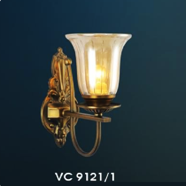 HF - VC 9121/1: Đèn gắn tường 1 bóng, chao thủy tinh - KT: L110mm X W 220mm x H280mm - Đèn chân E27 x 1 bóng