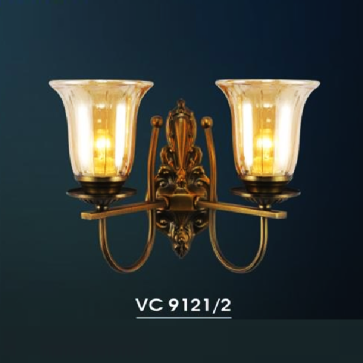 HF - VC 9121/2:  Đèn gắn tường 2 bóng, chao thủy tinh - KT: L330mm X W 200mm x H280mm - Đèn chân E27 x 2 bóng
