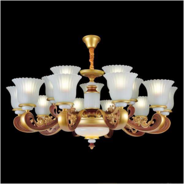 HF - CN-369/15: Đèn chùm 15 tay  - KT: Ø1020mm x H500mm + 400mm - Bóng đèn E27 x 15 bóng + Đèn LED 8W