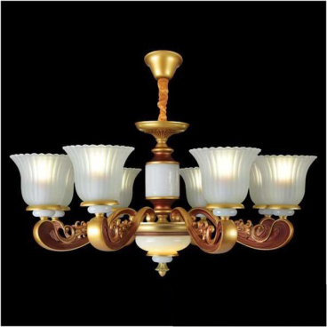 HF - CN-369/8: Đèn chùm 8 tay -  KT: Ø830mm x H450mm + 400mm - Đèn E27 x 8 bóng+ Đèn LED 6W