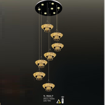 HF - TL 1523/7: Đèn thả LED - KT: Ø800mm x H2000mm - Đèn LED 70W đổi 3 màu - Remote