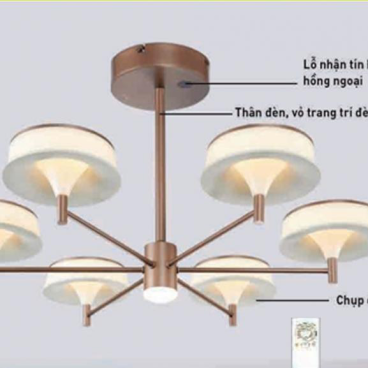 HHGLZ510188 ( màu trắng): Đèn chùm 6 tay