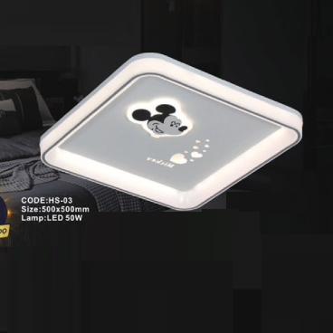 CODE: HS-03: Đèn áp trần LED - KT: L500mm x W500mm - Đèn LED 50W ánh sáng đổi 3 màu