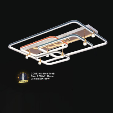 CODE: HS - 1100 -700B: Đèn áp trần LED - KT: W700mm x L1100mm - Đèn LED 335W ánh sáng đổi 3 màu