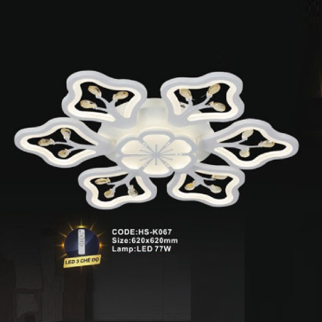 CODE: HS - K067: Đèn áp trần LED Mica - KT: 620mm x 620mm - Đèn LED 77W ánh sáng đổi 3 màu