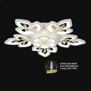 CODE: HS - K069: Đèn áp trần LED Mica - KT: 600mm x 600mm - Đèn LED 70W ánh sáng đổi 3 màu