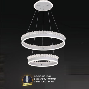 CODE: HS2341: Đèn thả  LED - KT: Ø(600+400)mm - Đèn LED 140W ánh sáng đổi 3 màu
