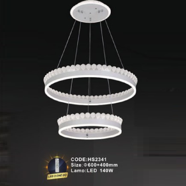 CODE: HS2341: Đèn thả  LED - KT: Ø(600+400)mm - Đèn LED 140W ánh sáng đổi 3 màu