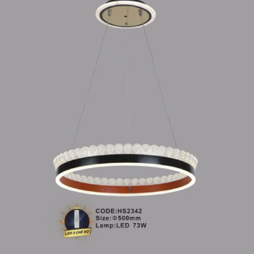 CODE: HS2342: Đèn thả 1 vòng LED Mica - KT: Ø500mm - Đèn LED 73W ánh sáng đổi 3 màu