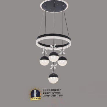 CODE: HS2347: Đèn thả LED - KT: Ø400mm - Đèn LED 75W ánh sáng đổi 3 màu