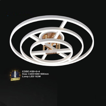 CODE: HS8+6+4: Đèn thả 3 vòng LED  - KT: Ø(400+600+800)mm - Đèn LED 162W ánh sáng đổi 3 màu