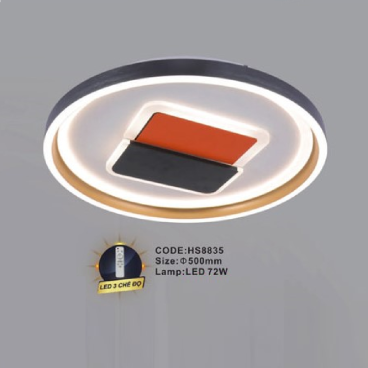 CODE: HS8835:  Đèn áp trần LED - KT: Ø500mm  - Đèn LED 72W ánh sáng đổi 3 màu