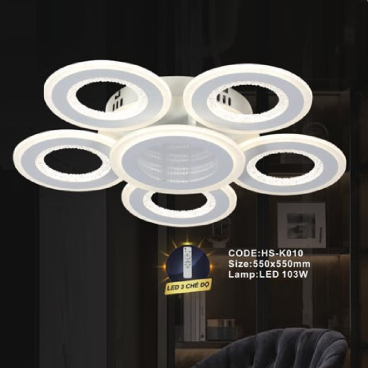 CODE: HS - K010: Đèn áp trần LED Mica - KT: 550mm x 550mm - Đèn LED 103W ánh sáng đổi 3 màu