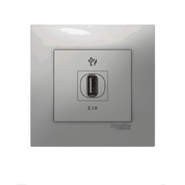 KB31USB_AS_G19: Bổ ổ cắm sạc USB đơn 2.1A, màu xám bạc