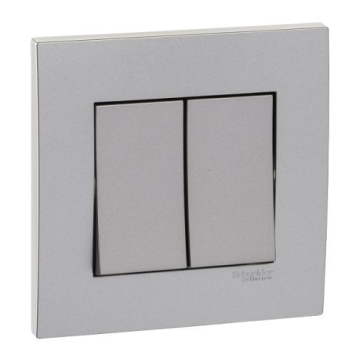 KB32_AS_G19: Bộ contac đôi 2 chiều 16AX, màu xám bạc