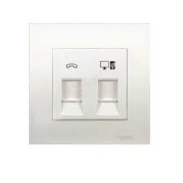 KB32TS_RJ5E: Bộ ổ cắm điện thoại và ổ mạng Cat5e, màu trắng