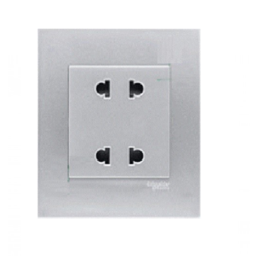 KB426US2_AS_G19: Bộ ổ cắm đôi 2 chấu 10A, màu xám bạc