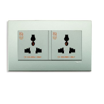 KBT413S_AS_G19: Bộ ổ cắm đôi đa năng 13A, màu xám bạc